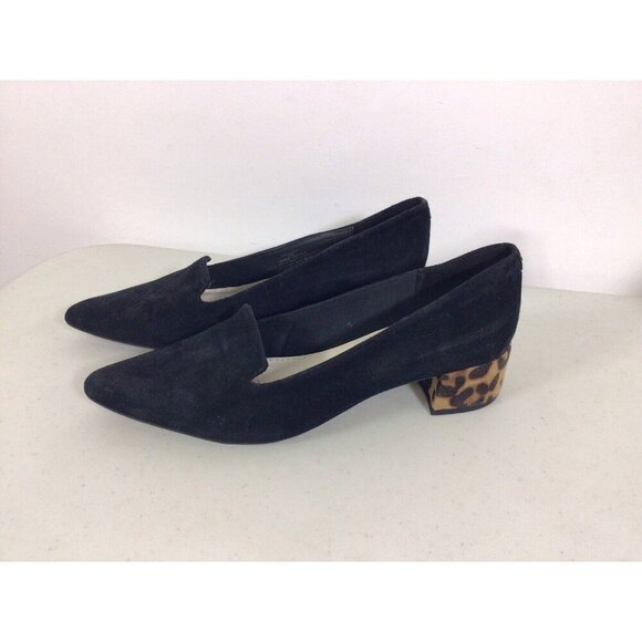 Anne Klein Black Heels with Leopard Accent - Picture 3 of 7